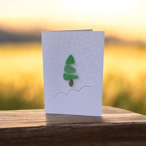 Handmade Sea Glass Christmas Tree Card: Unique Holiday Greeting