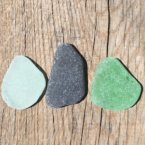 1.18 - 2.36 inches Sea Glass Pieces, 3 Bilg Beach Glas For Jewelry Making, Frosted Beach Glass, Authentic Sea Glass, Natural, Row Sea Glass