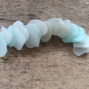 Large Sea Glass for Jewelry – 20 White and Blue Pieces, Beach Glass for Crafts, Mosaic Art, and DIY Projects
