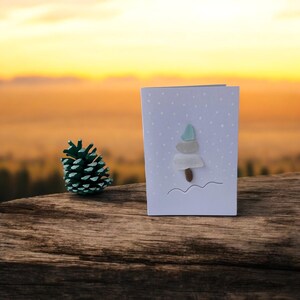 Handmade Sea Glass Christmas Tree Card: Unique Holiday Card