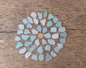 43 White and Very Light Blue Sea Glass For Jewelry, Beach Glass Bulk, Genuine Sea Glass, Bulk Sea Glass, Natural Sea Glass, Sea Glass Raw