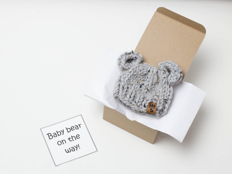 Surprise Dad To Be Family Friends Bear Hat Pregnancy Announcement In A Box Grandparent Baby Surprise Reveal