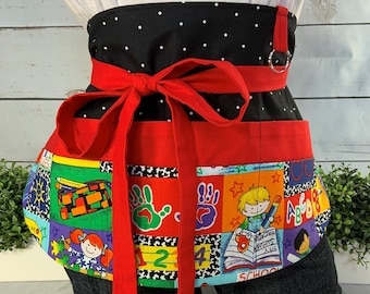 Teacher Half Apron, 6 Pocket Utility Apron, Classroom Organization