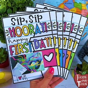 Étiquette-cadeau de professeur pour la rentrée des classes à imprimer | Porte-cartes cadeau Starbucks | Cadeau pour la rentrée scolaire | Porte-cartes cadeau café