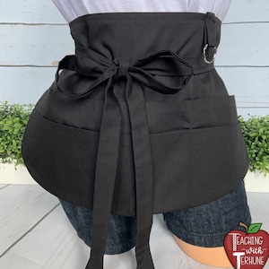 Teacher Apron, Half Waist Apron, Pocket Apron, Utility Apron, Vendor Apron, Classroom Apron, Server Apron, Hairstylist Apron, Black Apron