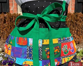 Teacher Apron, Half Waist Apron, Pocket Apron, Teacher Gift, Classroom Apron, Aprons for Teachers, Gifts for Teachers, Utility Apron