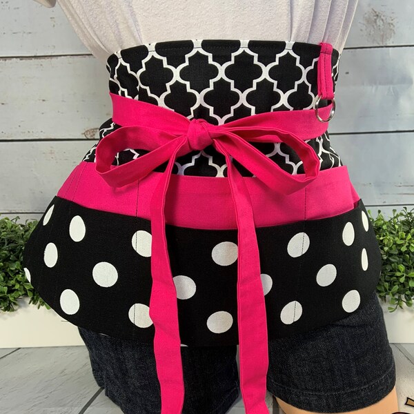 Teacher Apron, Half Waist Apron, Pocket Apron, Utility Apron, Vendor Apron, Teacher Gift, Classroom Apron, Server Apron, Hairstylist Apron