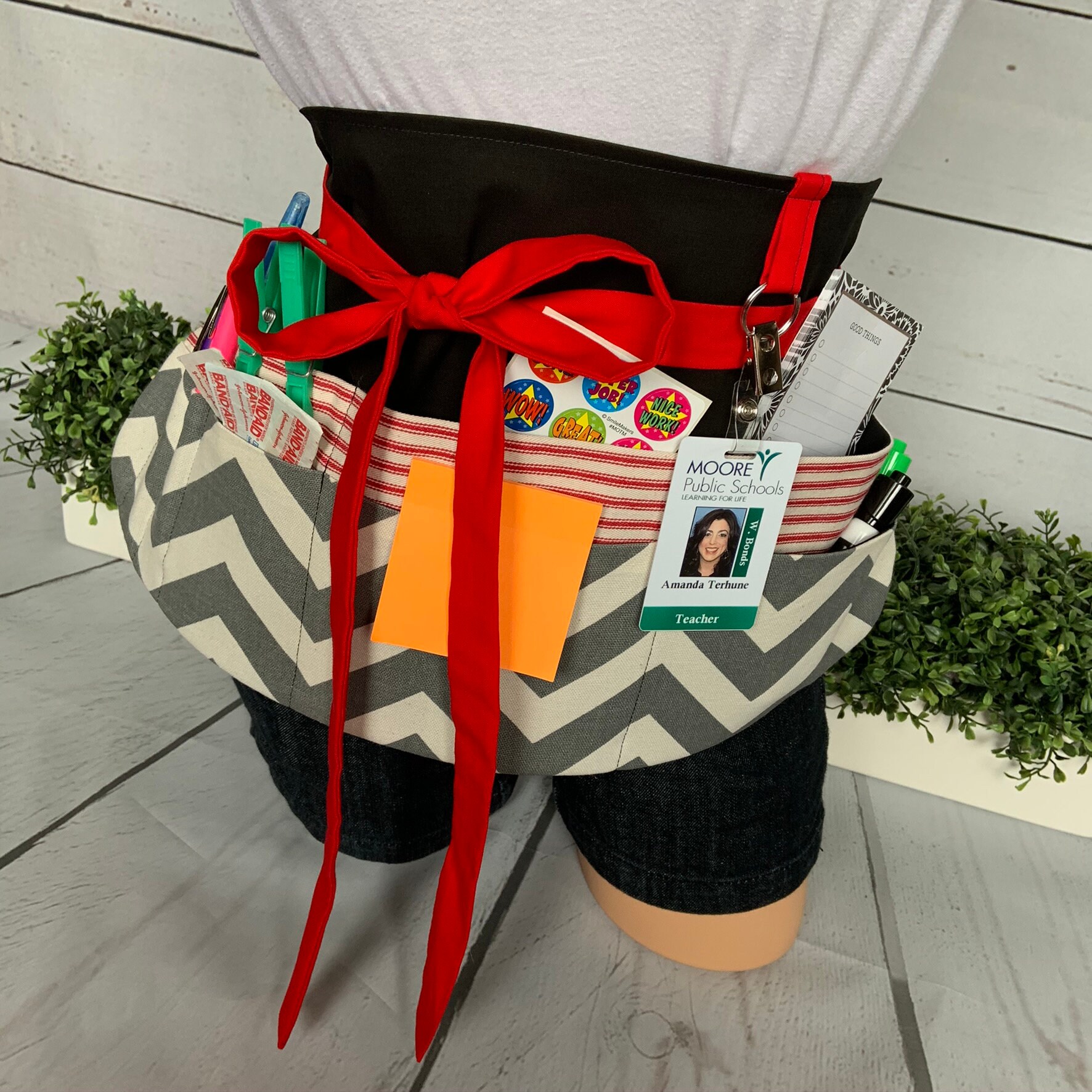 Teacher Apron Half Waist Apron Pocket Apron Teacher Gift Etsy