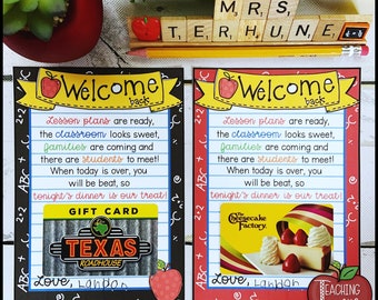 Teacher Gift Card Holder Printable – Back to School, Open House (Digital Download)