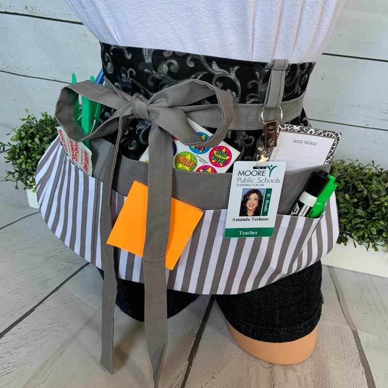 Teacher Apron Half Waist Apron Pocket Apron Teacher Gift Etsy