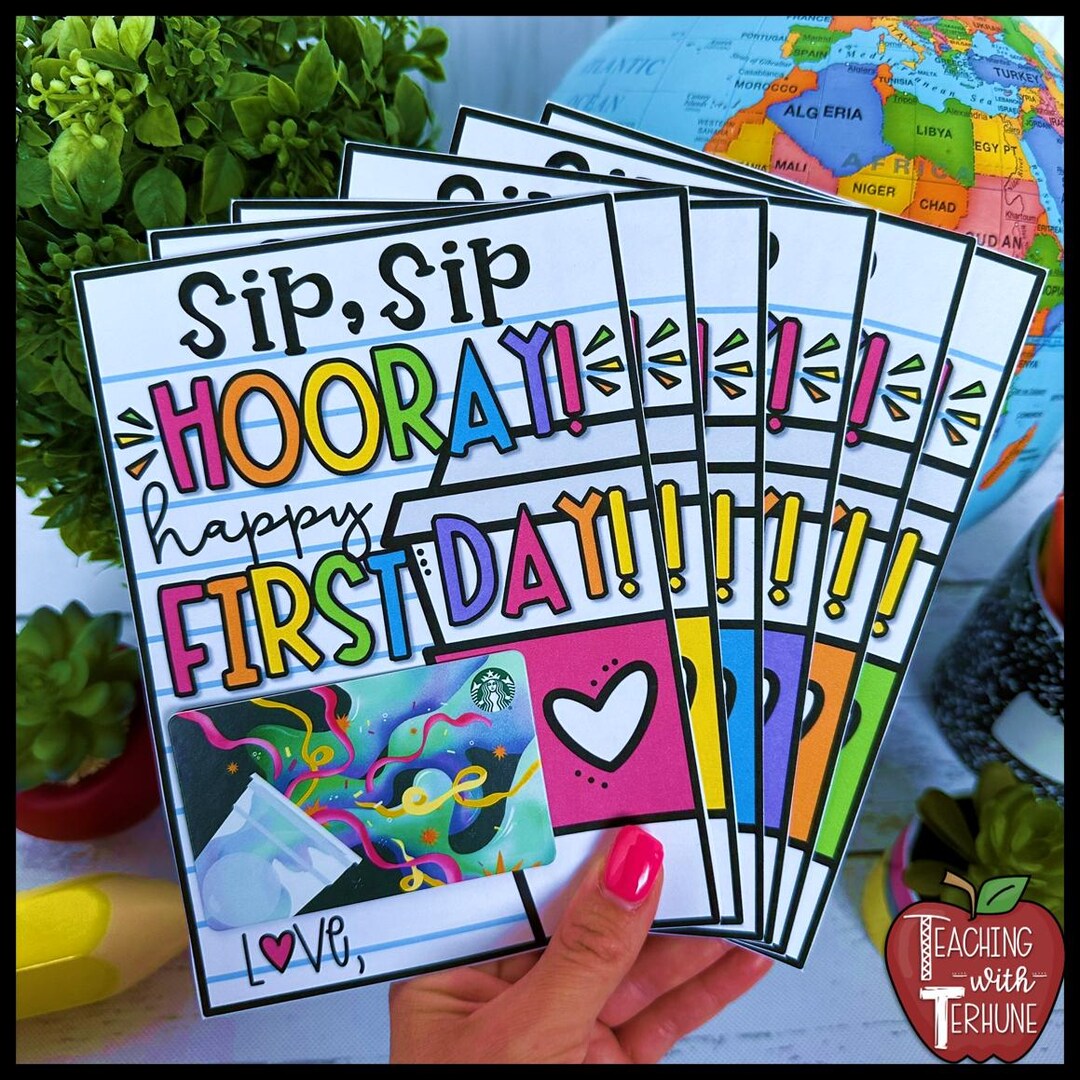 First Day of School Teacher Gift Tag Printable | Starbucks Gift Card ...