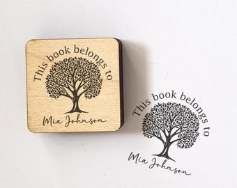 Sello de libro de árbol, sello de libro personalizado Árbol de la vida, sello de árbol Ex Libris, sello de biblioteca personalizado, sello de la biblioteca, sellos de libros personales