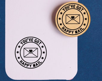 You've got happy mail rubber stamp, happy mail rubber stamp, postcrossing rubber stamps postcard, snail mail stamp, handmade stamp for cards