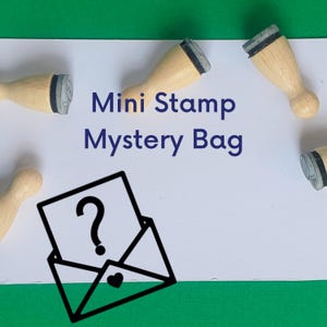Mystery Bag mini rubber stamp set, tiny rubber stamps small, small rubber stamp, mini stamp rubber