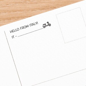 Timbro identificativo postcrossing per IT, timbro in gomma postcrossing Italia, timbro postcrossing per cartoline, timbri in gomma per cartoline, francobollo per posta ordinaria