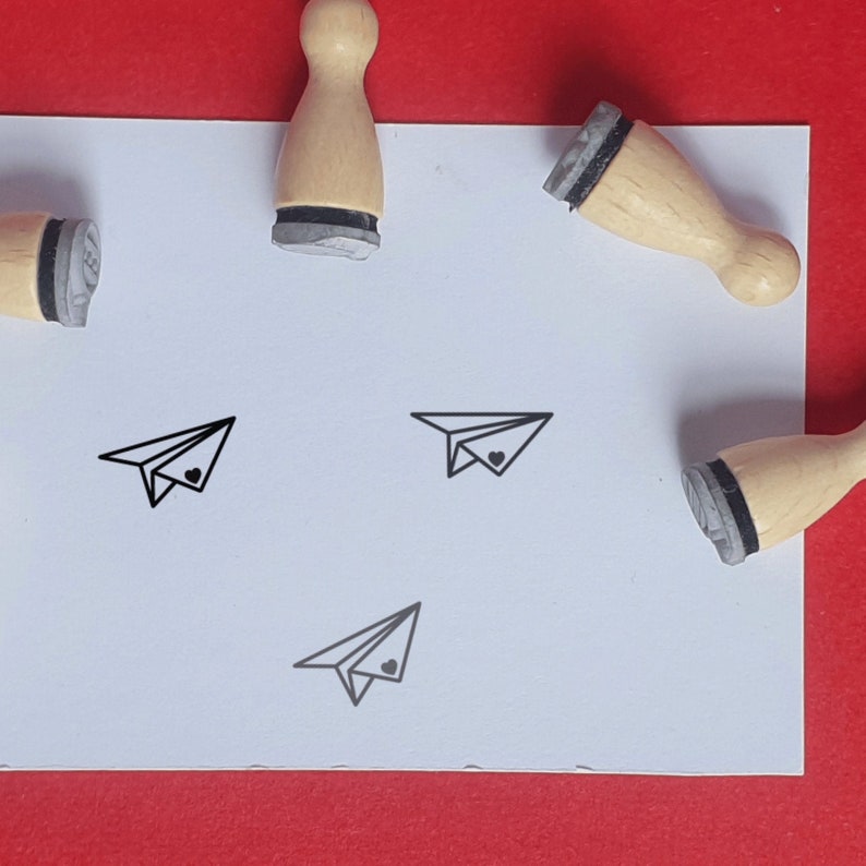 Paper airplane mini rubber stamp, Small rubber stamp, Tiny rubber stamps, Postcrossing rubber stamp, Happy mail Stamps for card making image 1