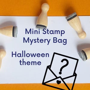 Mini timbro di Halloween Mystery Bag, Mini timbri in gomma, Piccolo timbro in gomma, Piccolo timbro in gomma, Timbri di Halloween, Timbro in gomma di Halloween