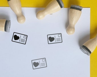 Postcard mini rubber stamp, Small rubber stamp, Tiny rubber stamps, Postcrossing rubber stamp, Happy mail Stamps for card making