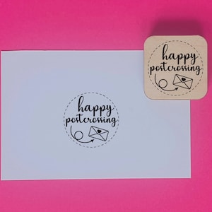 Timbres en caoutchouc Happy Postcrossing, timbre en caoutchouc Happy Mail, carte postale de timbres en caoutchouc postcrossing, timbre courrier postal, tampon fait main pour cartes