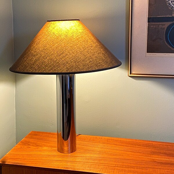 RESERVED-Mid Century Chrome Table Lamp George Kovacs Style Table Lamp Robert Sonneman Chrome Cylinder Table Lamp