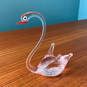 Glass Swan Glass Bird Murano Glass Bird Crystal Swan
