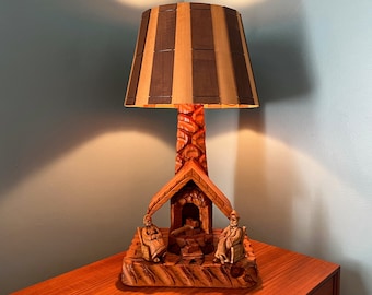 Lámpara artesanal de San Juan Port-Joli Lámpara de madera tallada a mano Lámpara de talla de arte popular Arte popular de Quebec