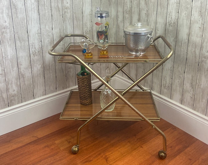 Mid Century Bar Cart Folding Bar Cart Vintage Bar Cart Mad Men Bar Cart
