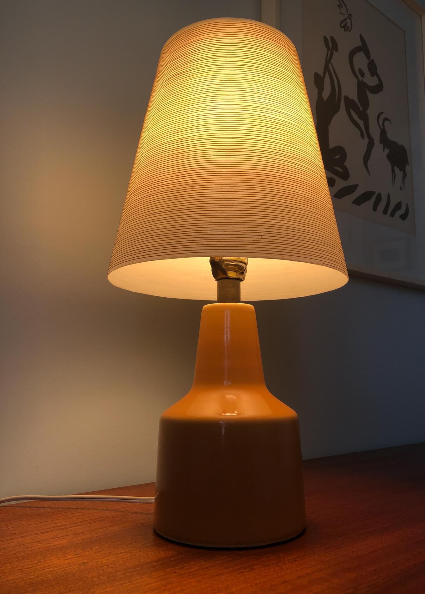 Lotte Lamp, Lotte and Gunnar Bostlund Ceramic Lamp, Danish Ceramic Lamp