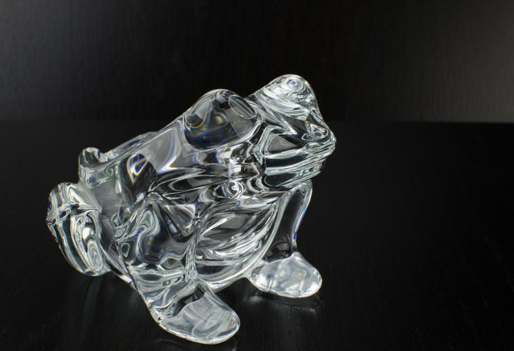 Vintage Crystal Frog Dish, Art Vannes Crystal, Art Vannes France, Crystal Frog Dish