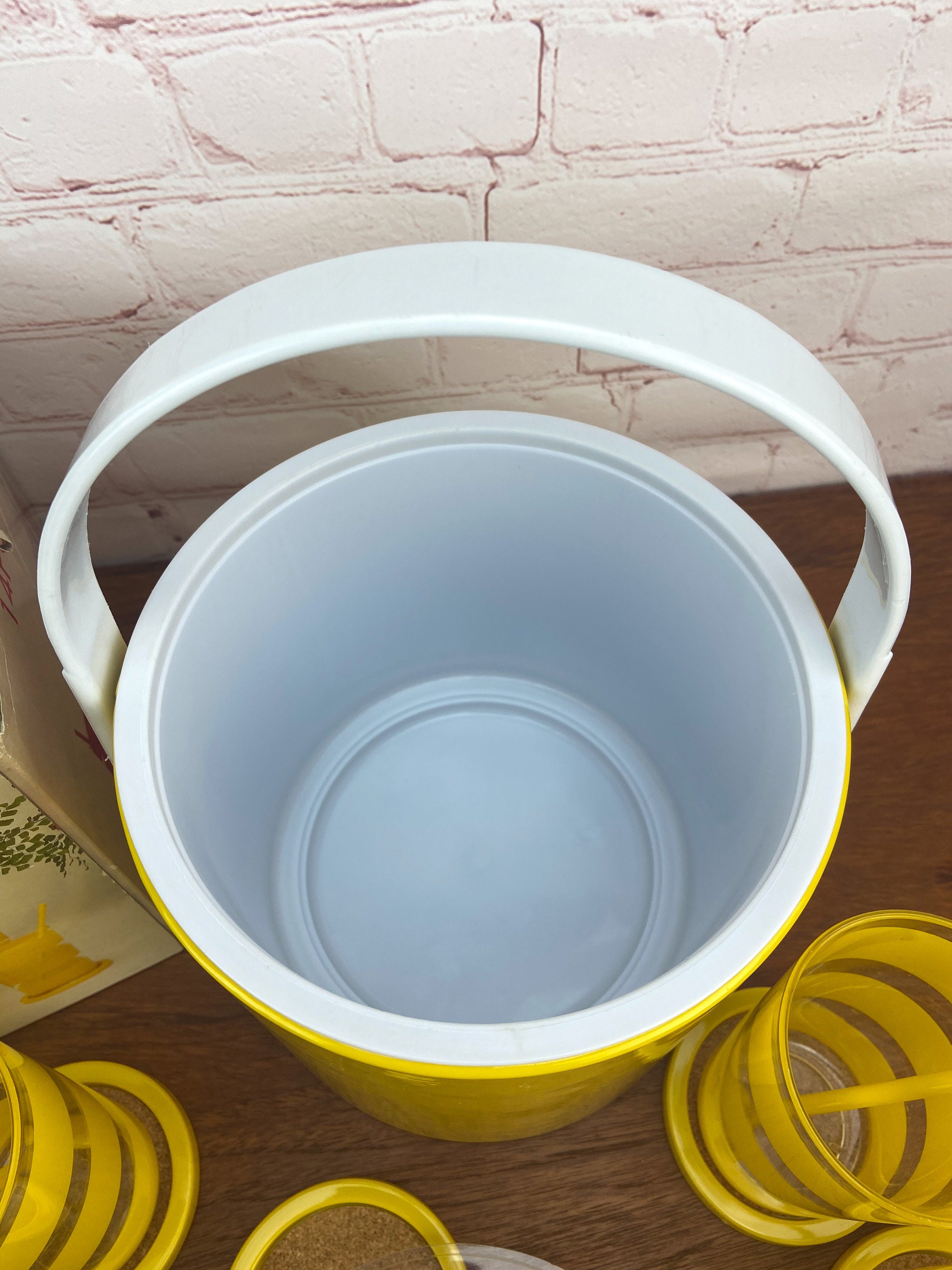 Vintage Ice Bucket, Acrylic Ice Bucket, Yellow Ice Bucket, Yellow
