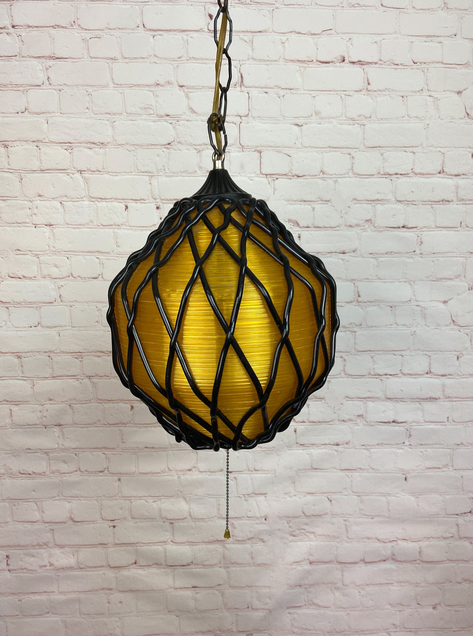 ON HOLD—Gilbert Softlite Swag Lamp, Lucite Swag Lamp, Gold Plastic