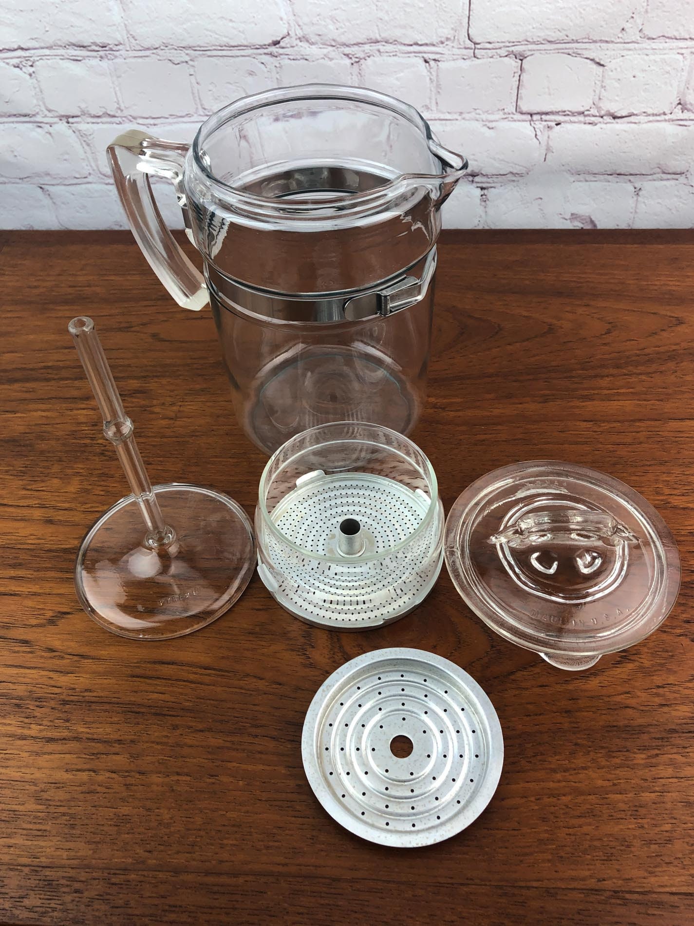 Pyrex Percolator 7826B, 6 Cup Percolator, Made in USA, 1950's