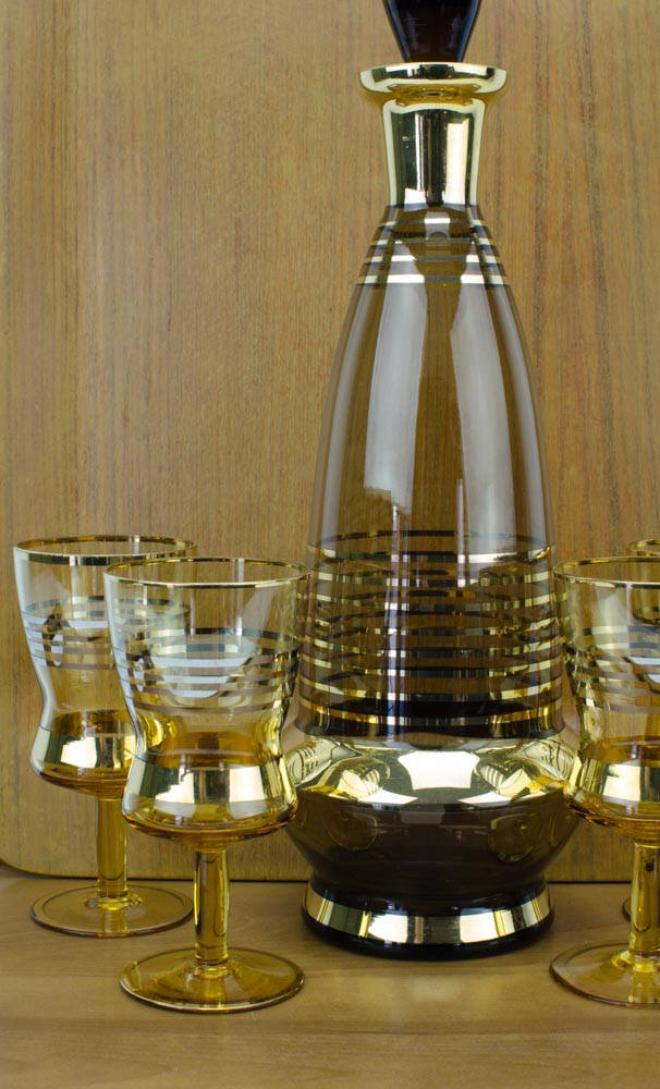 vintage bohemia crystal decanter set