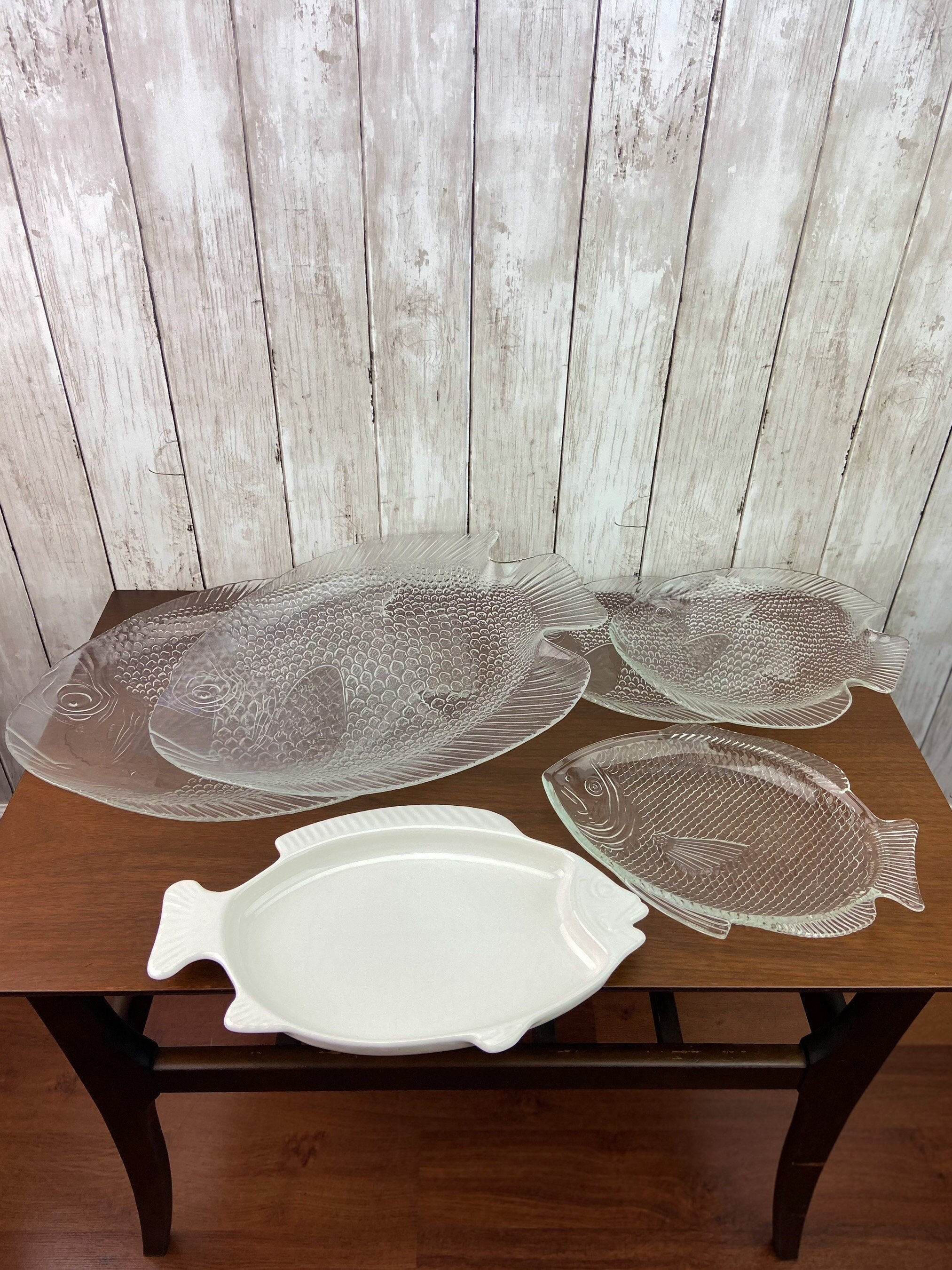 Fish Plate Set Fish Platter Arcoroc France Fish Poisson Plate Glass