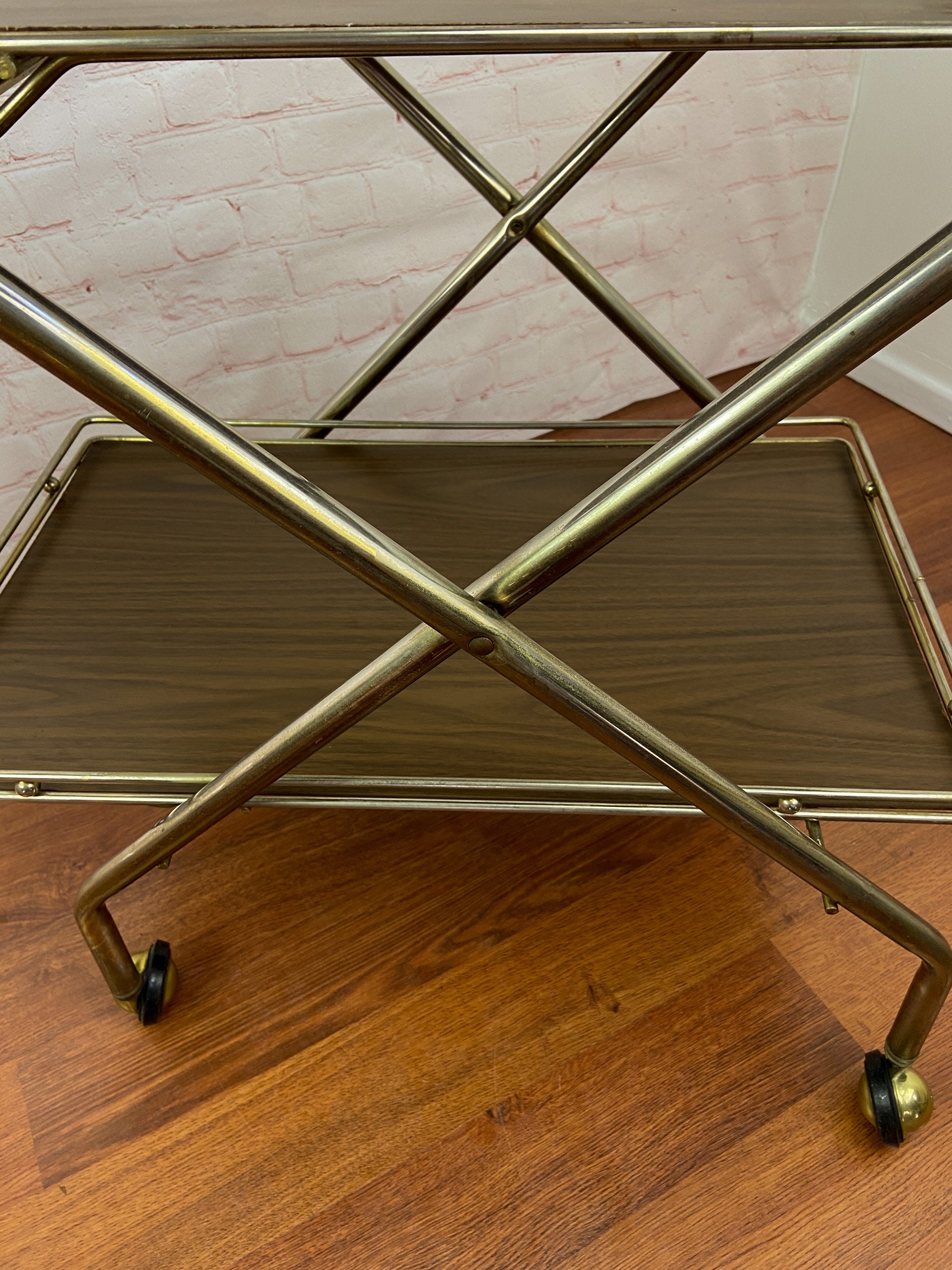 Mid Century Bar Cart, Folding Bar Cart, Vintage Bar Cart, Mad Men Bar