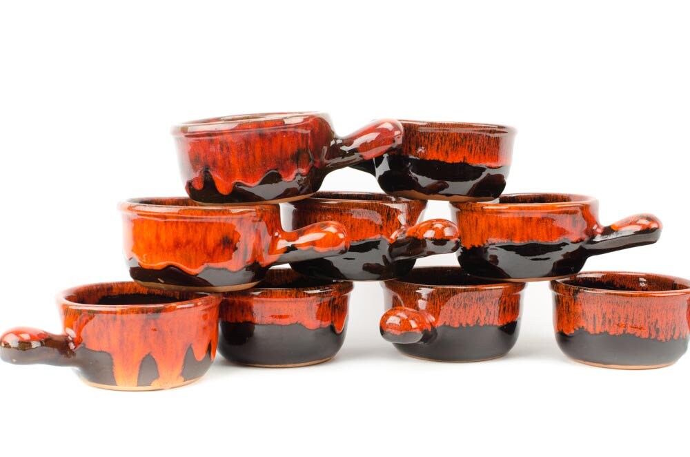 Evangeline Drip Glaze Soup Bowls Evangeline Ware SET of FOUR, Mid