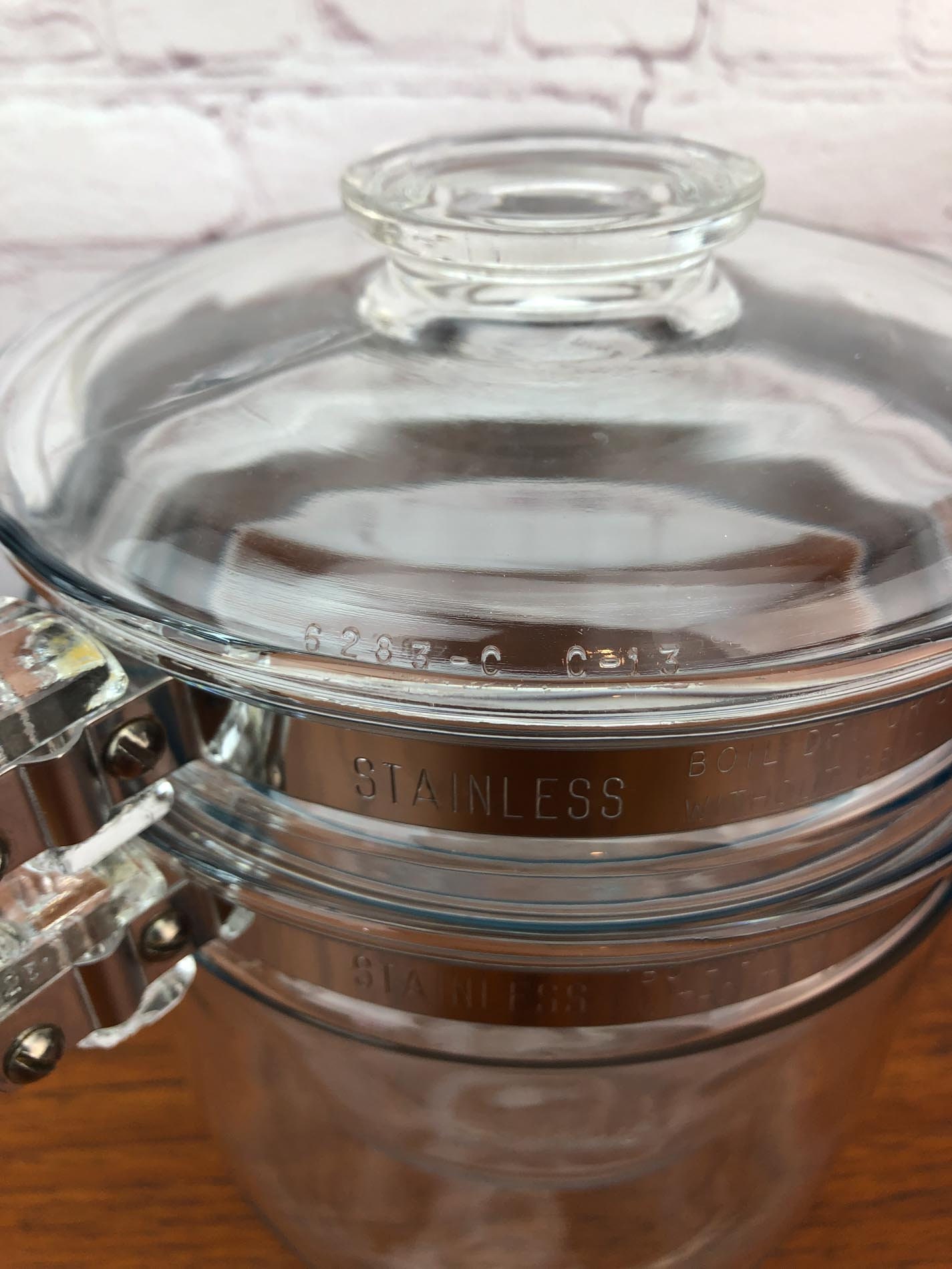 Pyrex Double Boiler, Flamware, Vintage Pyrex Glass, Glass Double Boiler