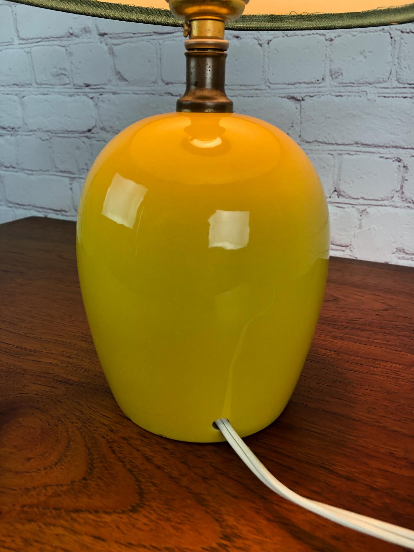 Abstract Yellow Table Lamp, Yellow Ceramic Table Lamp, Abstract Ceramic