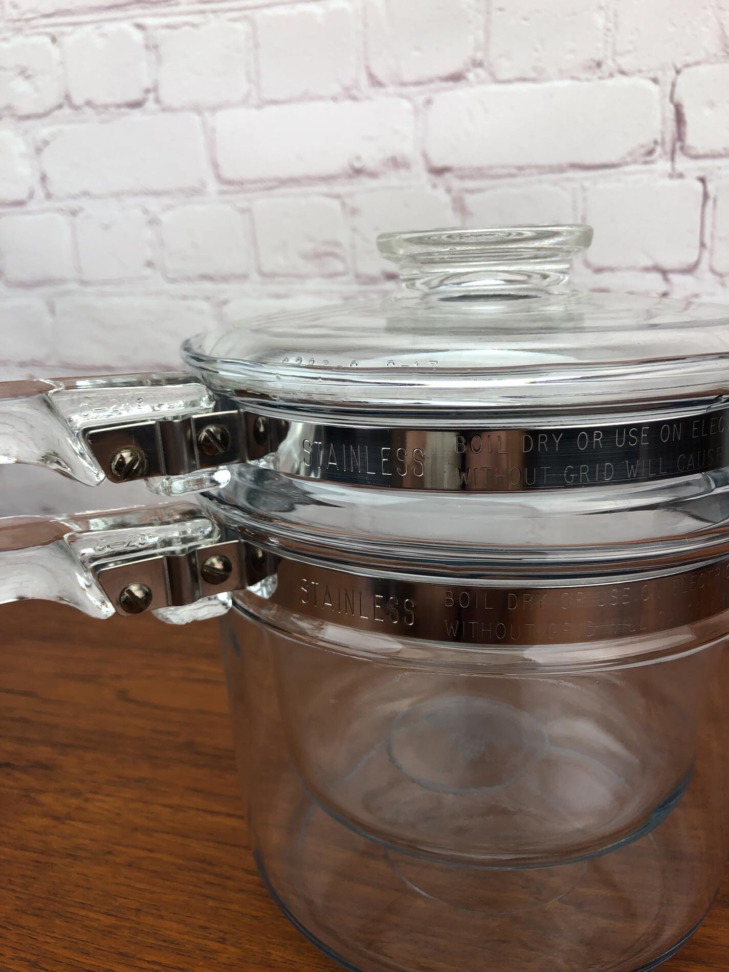 Pyrex Double Boiler, Flamware, Vintage Pyrex Glass, Glass Double Boiler