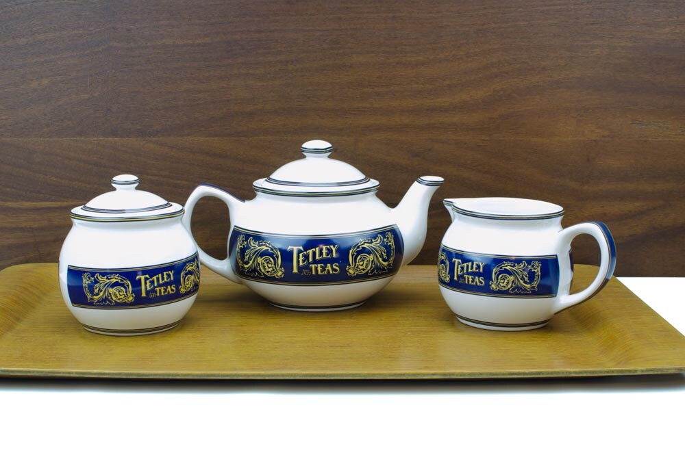 Tetley Teas Teapot Set, Tetley Teas Collectible Cobalt Blue Tea Pot set