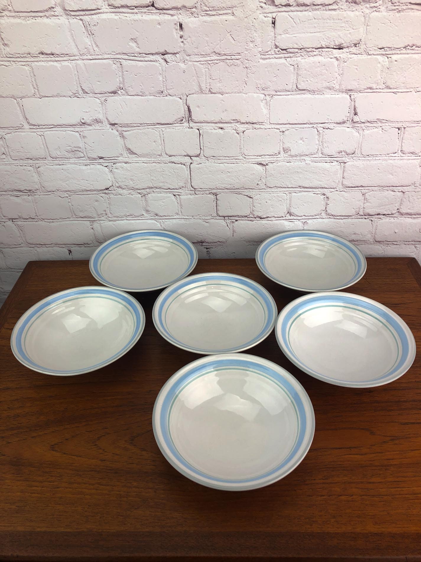 Fascino Stoneware Cereal Bowls(8) by Yamaka Made and Hand Decorated in Japan Circa 1980's