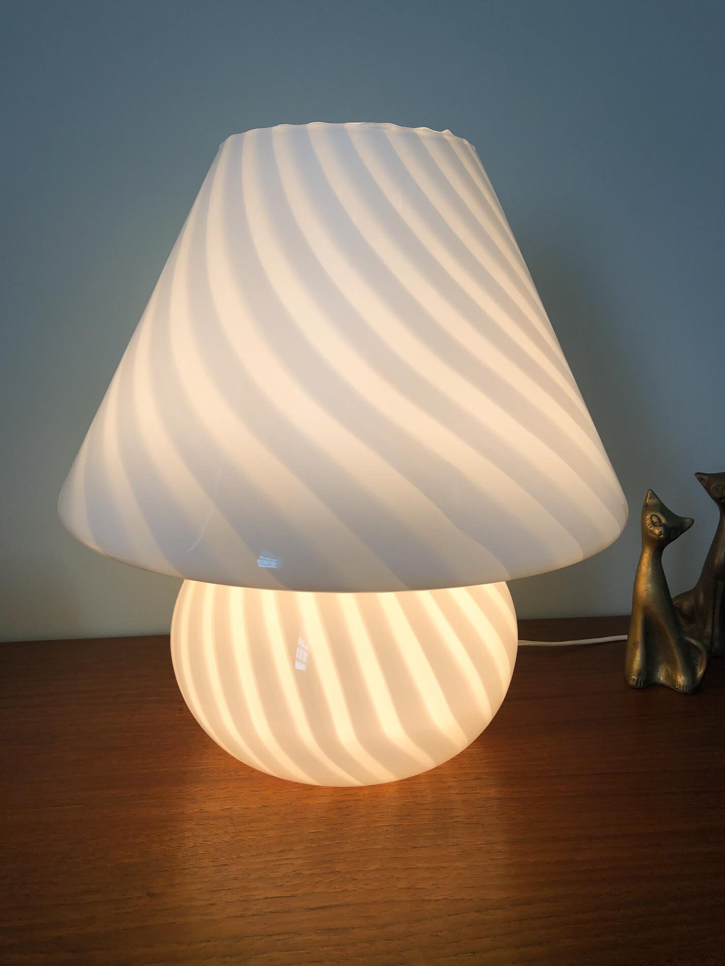 Murano Mushroom Lamp, Murano Mushroom Glass Lamp, Murano Swirl Mushroom