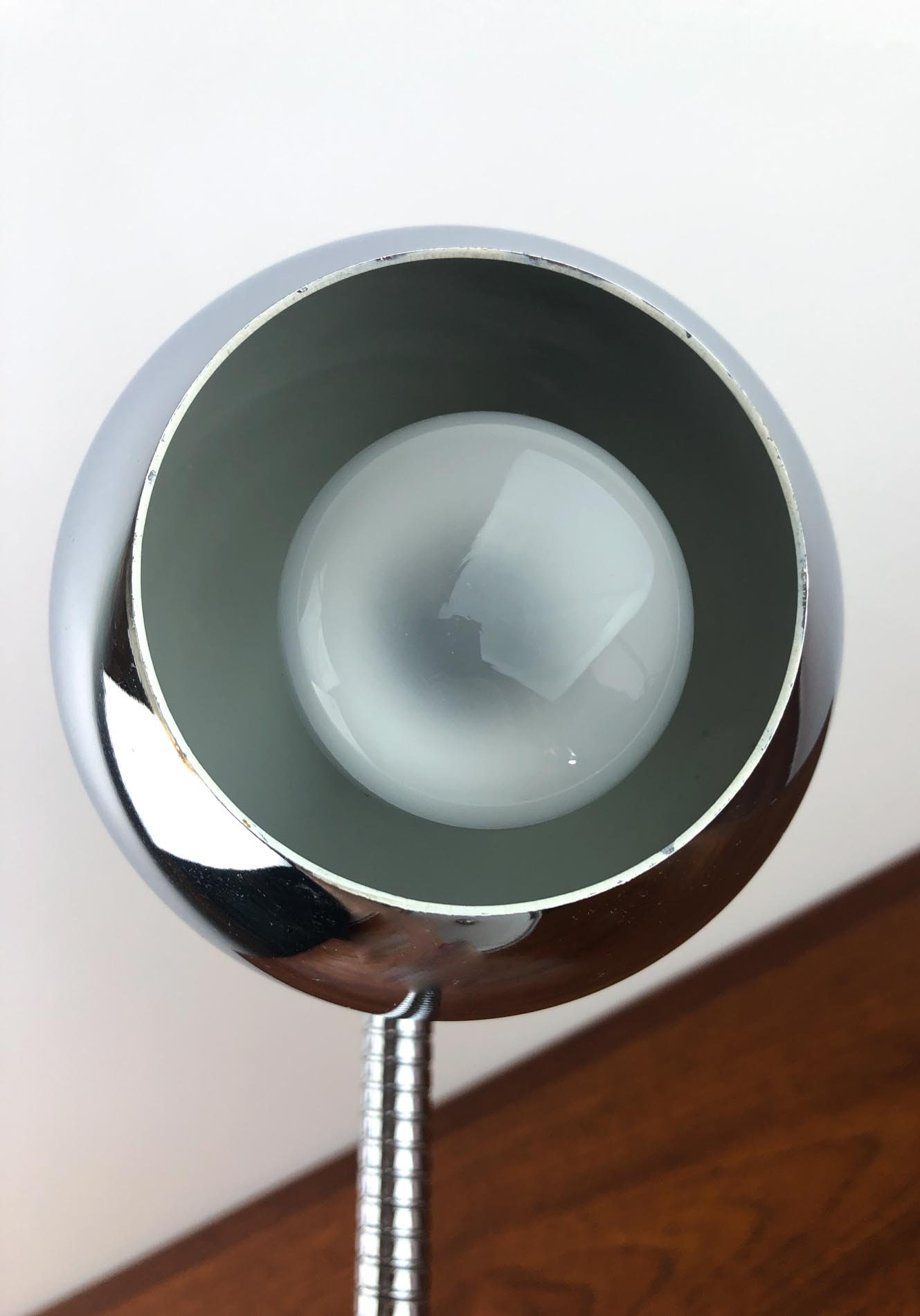 Eyeball Desk Lamp, MidCentury Modern Eyeball Desk Lamp, Chrome and