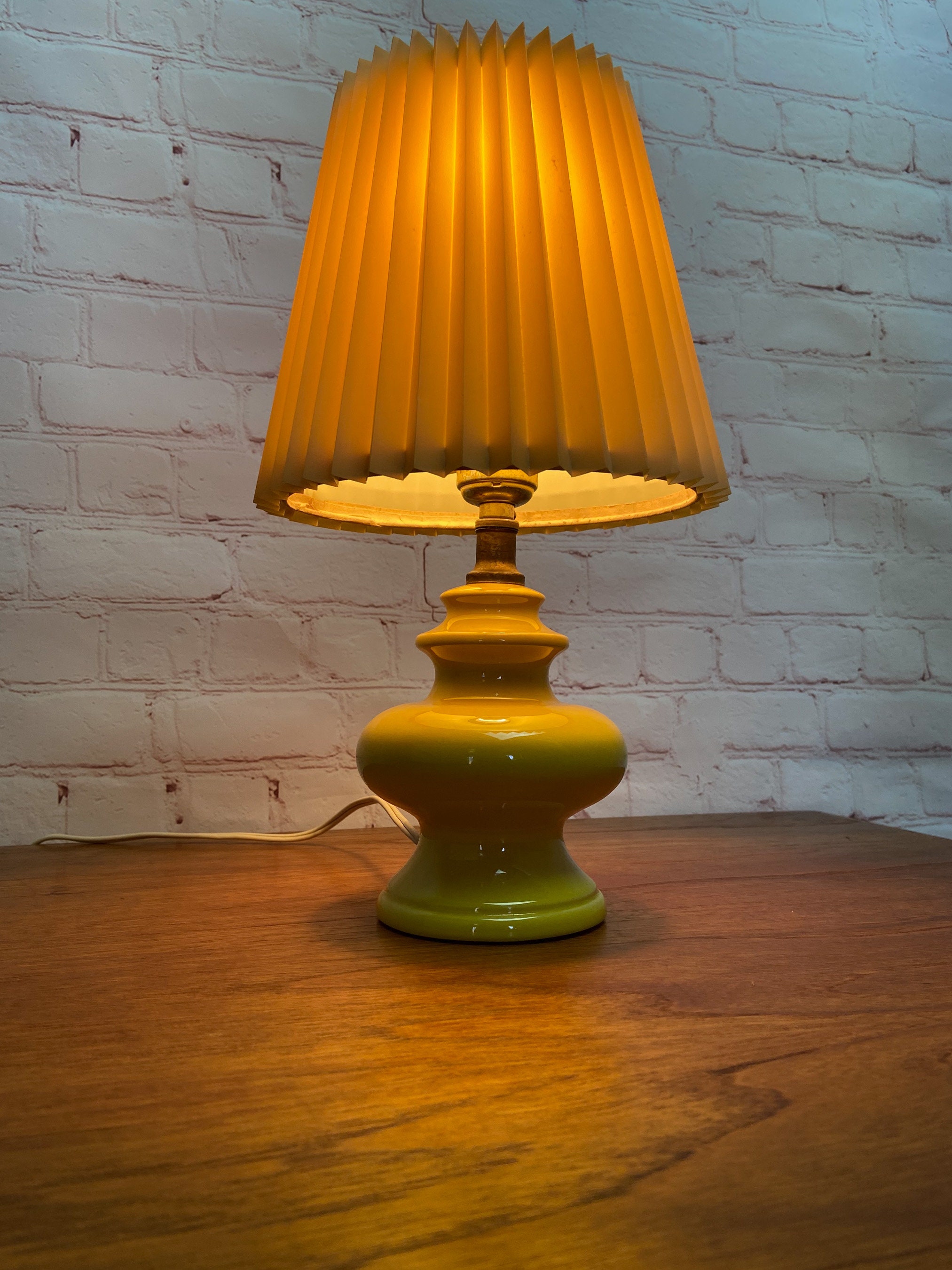 Yellow Table Lamp, Yellow Ceramic Table Lamp, Small Ceramic Table Lamp