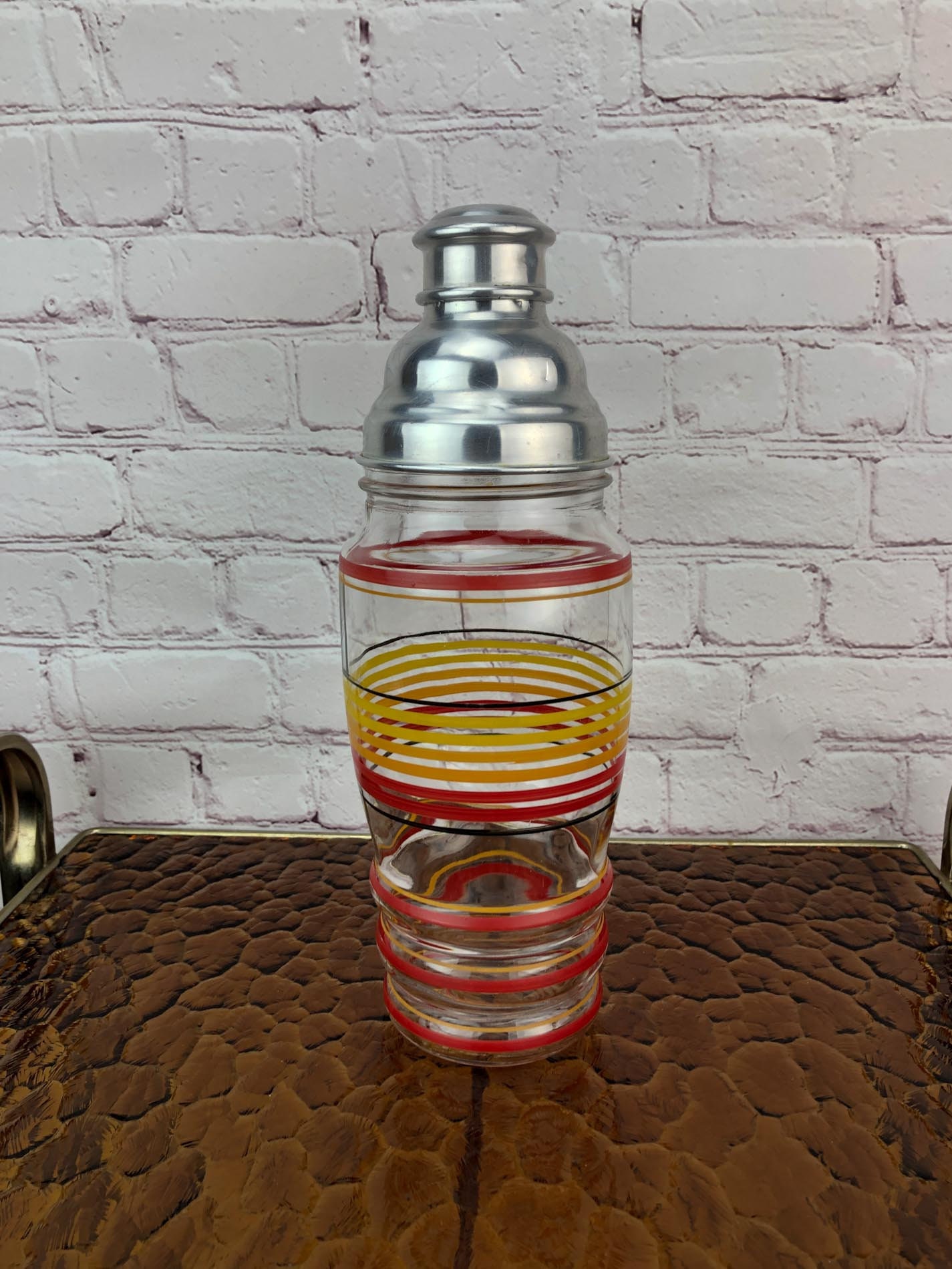 Cocktail Shaker Vintage, Striped Cocktail Shaker, Anchor Hocking