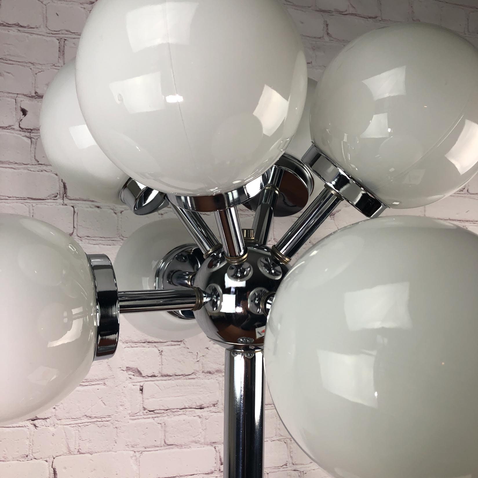 Mid Century Sputnik Table Lamp, Chrome Sputnik Table Lamp, 8 Globe