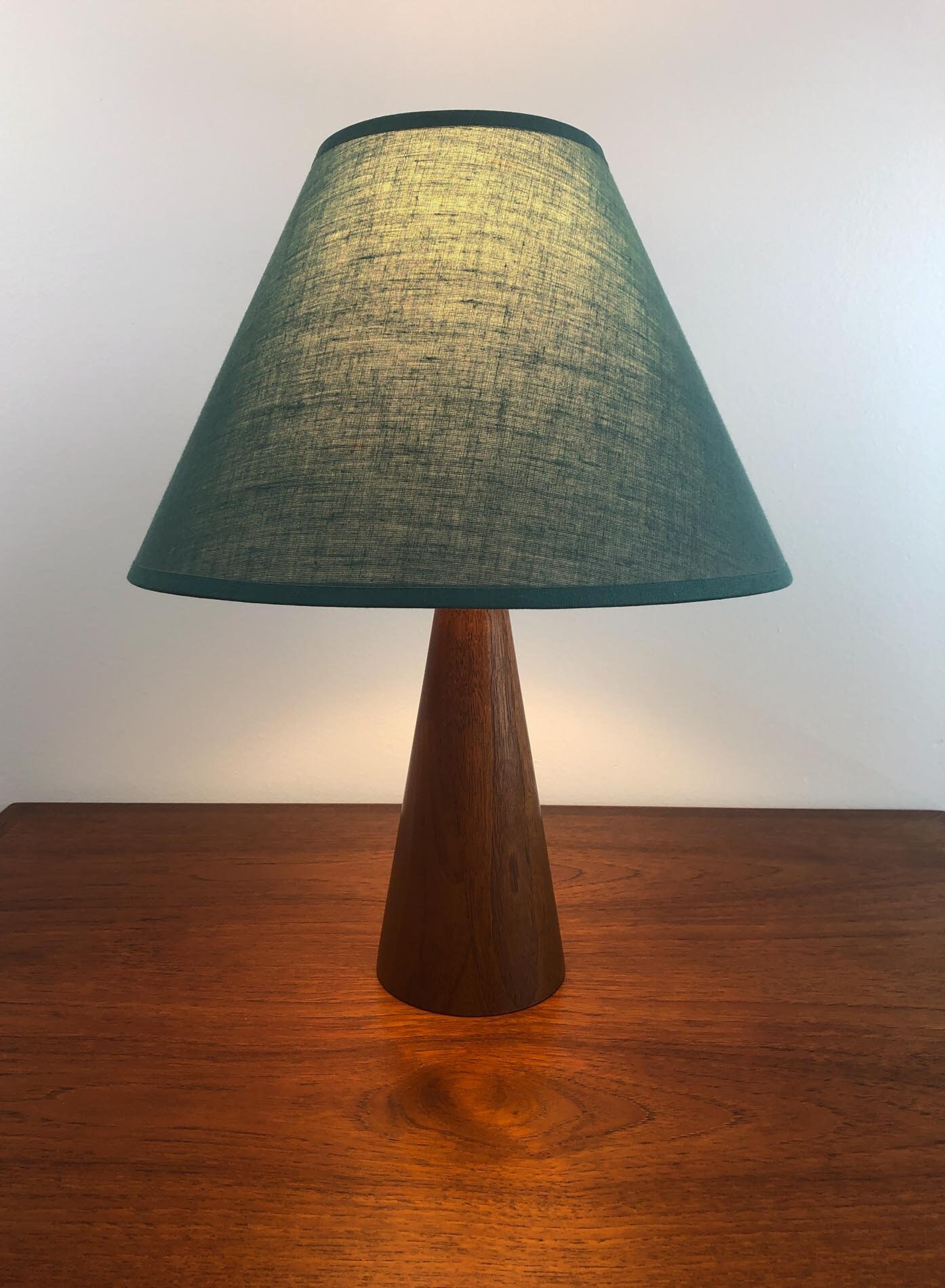 Teak Table Lamp, Mid Century Table Lamp, Tapered Teak Bedside Lamp