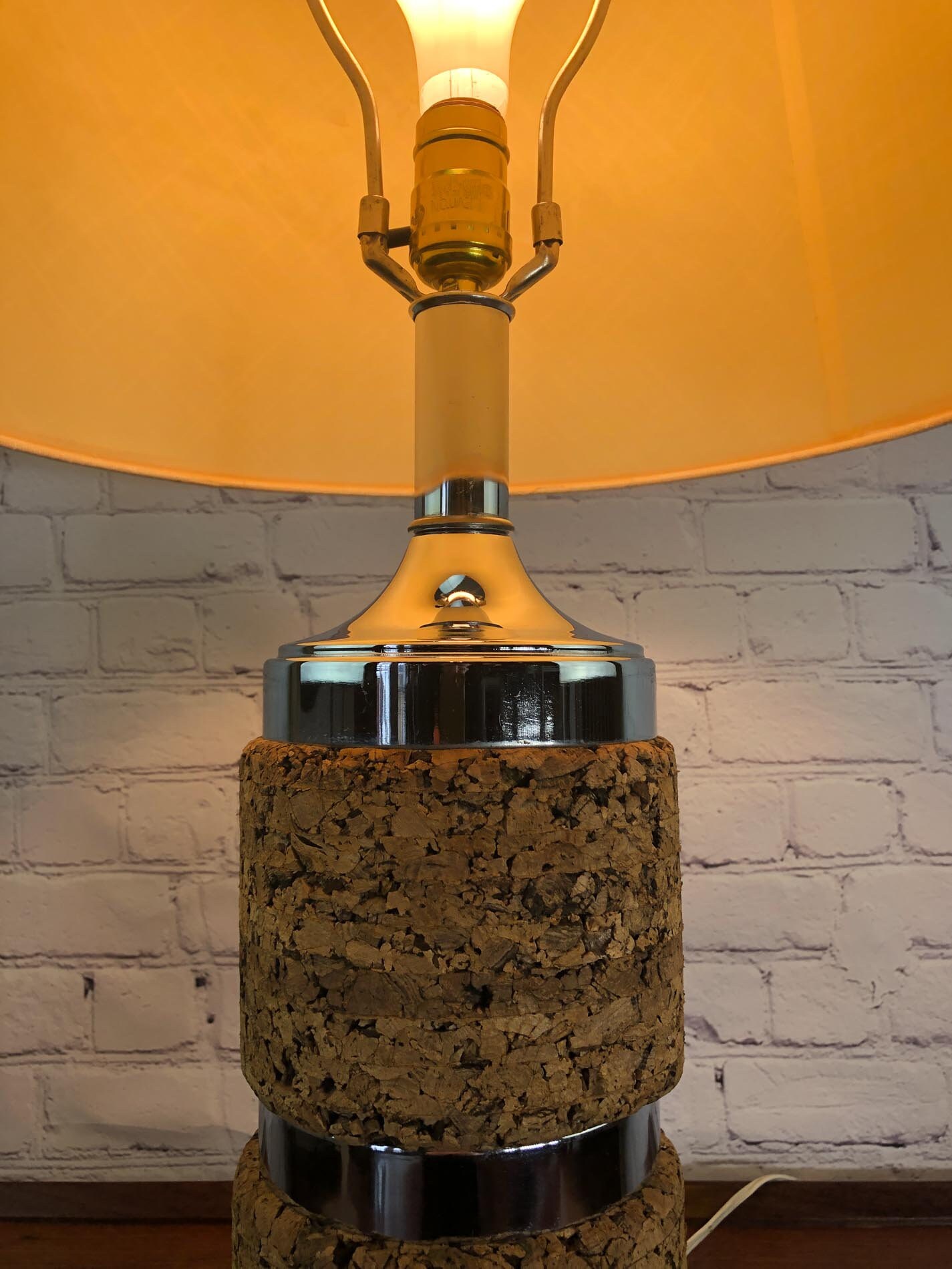 Mid Century Table Lamp Chrome and Cork Table Lamp Eames Era Table Lamp