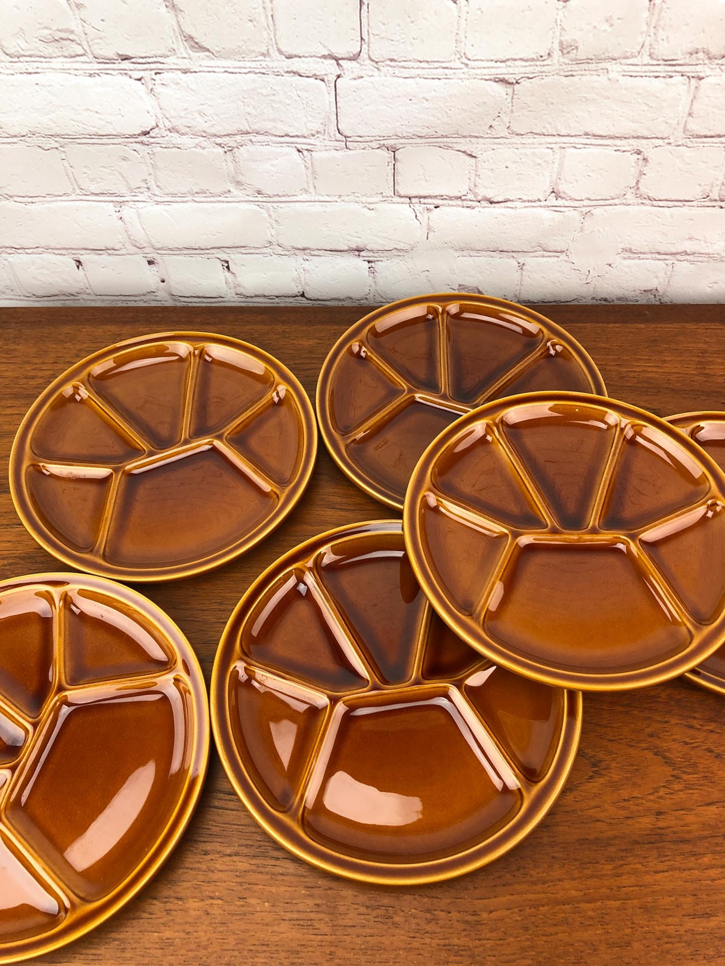 Gien Fondue Plates(SIX), Fondue Plates by Gien, Made in France, Vintage