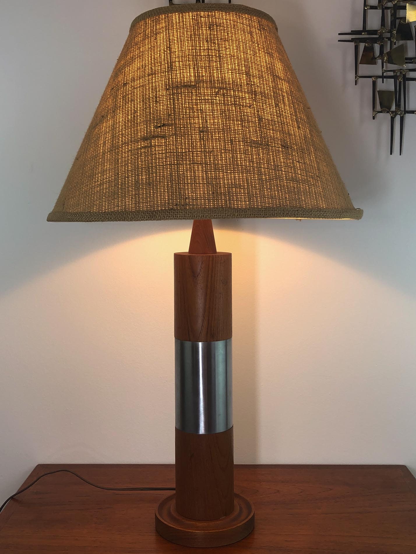 Mid Century Table Lamp, Teak Table Lamp, Solid Teak Table Lamp, Teak